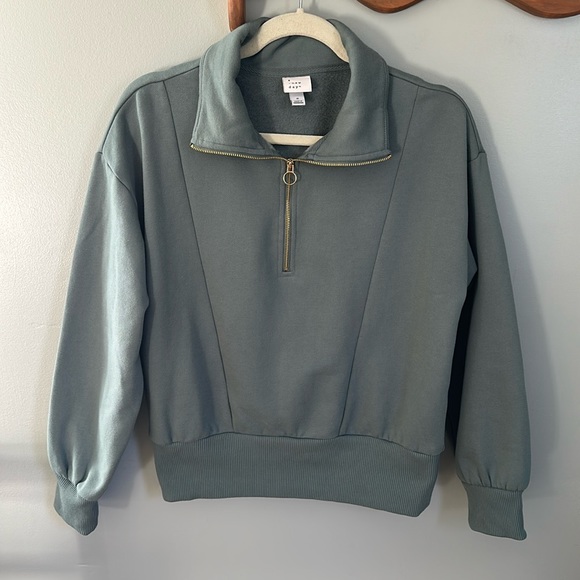 A New Day Teal Quarter Zip Sweatshirt Small - Picture 8 of 14